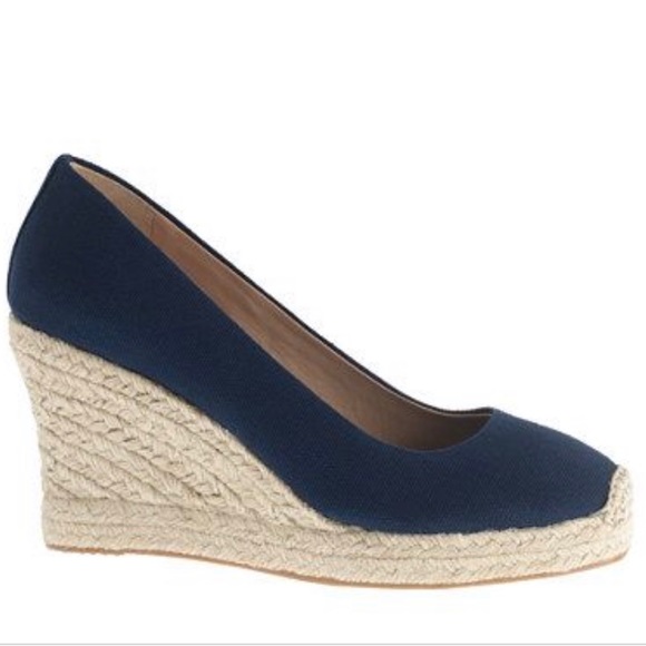J. Crew Factory Shoes - J. Crew Seville Navy Wedge Espadrilles Size 7